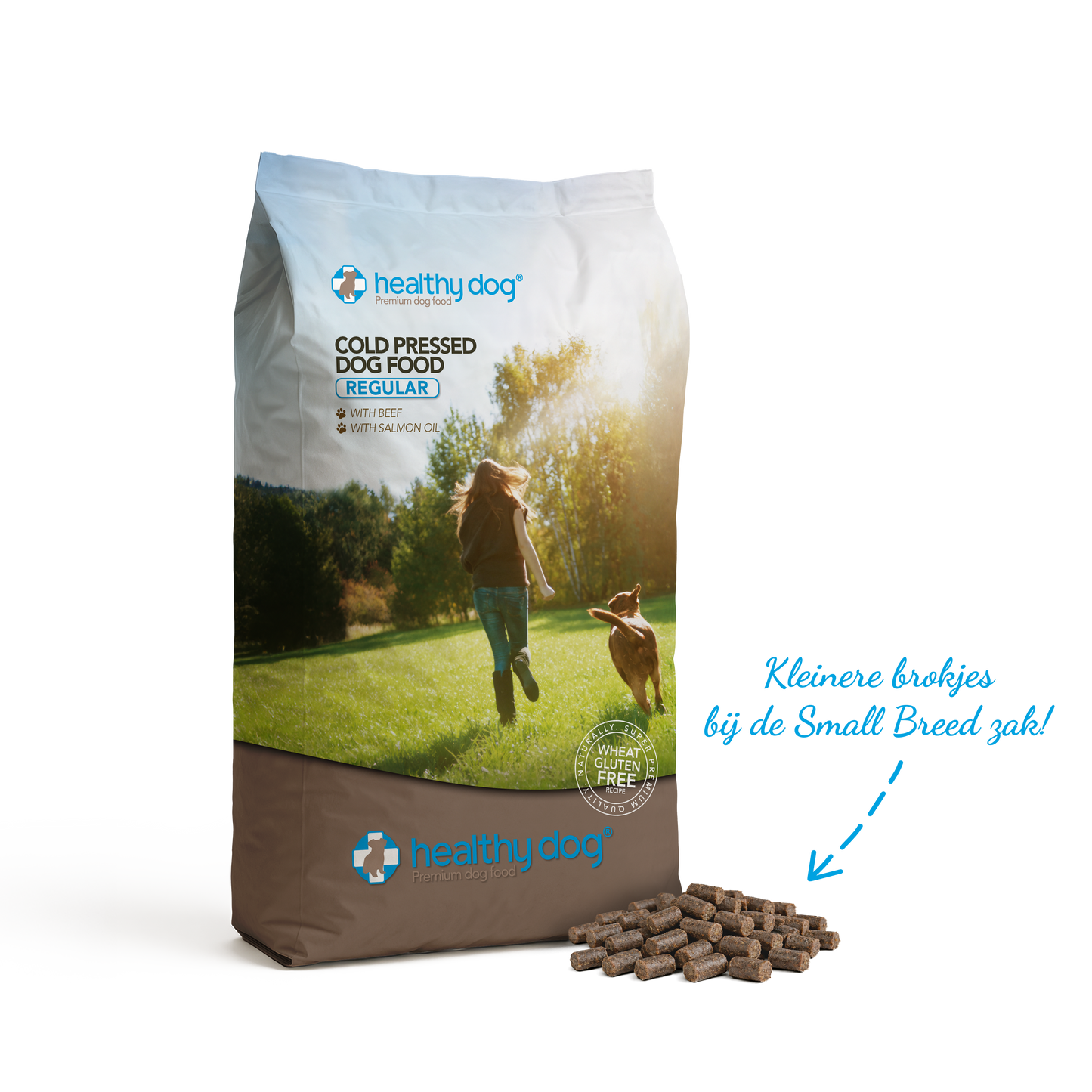 Healthy Dog Regular - Hypoallergeen, tarwe glutenvrij hondenvoer, makkelijk verteerbaar en goed opneembaar- kleine brokjes - Rund