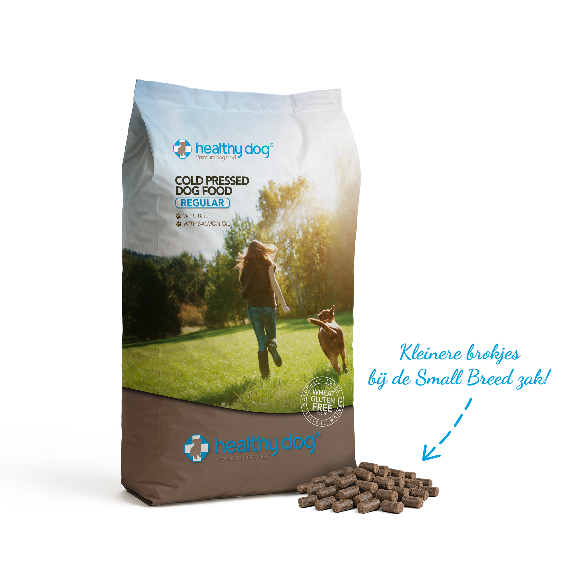 Healthy Dog Regular - Hypoallergeen, tarwe glutenvrij hondenvoer, makkelijk verteerbaar en goed opneembaar- kleine brokjes - Rund 